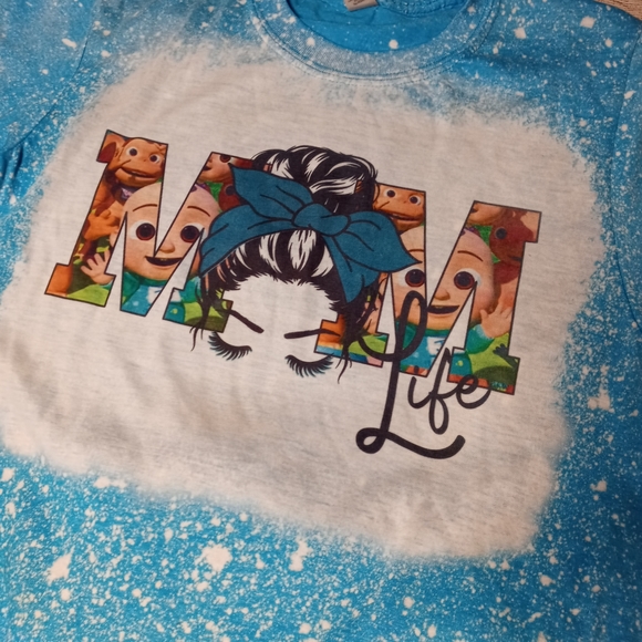 Bleached Blue and White Cocomelon Mom Life Shirt - Picture 3 of 6